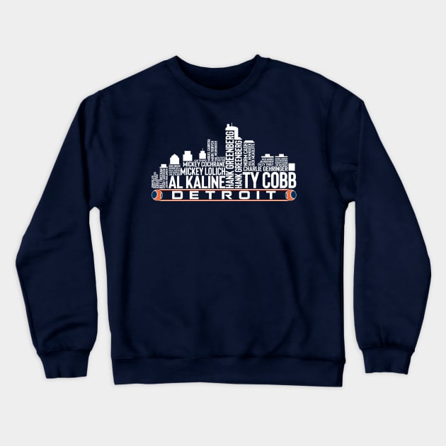 Detroit Baseball Team All Time Legends, Detroit City Skyline Crewneck Sweatshirt by Legend Skyline